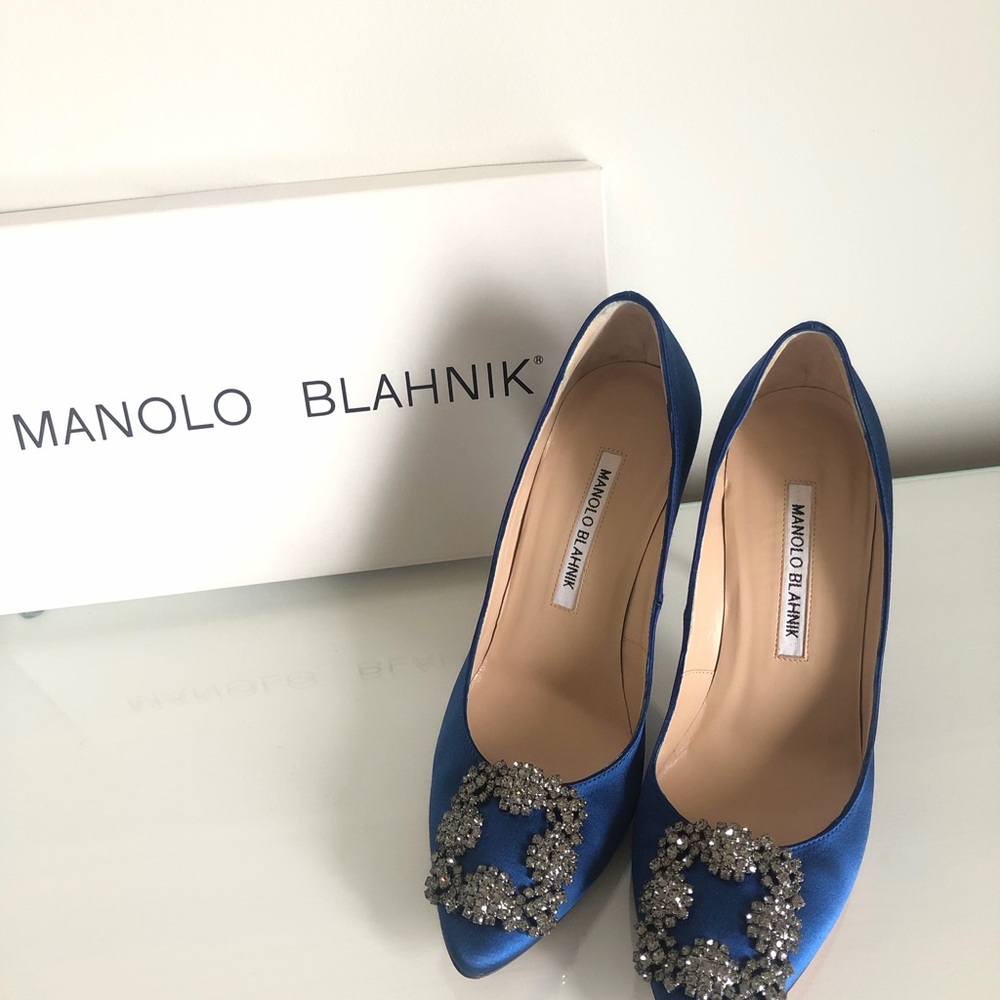 Manolo Blahnik Blue Embellished Women's Shoes